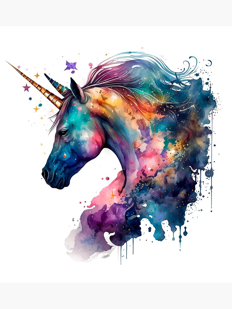 Disover Cosmic watercolor unic #88 unicorn Canvas