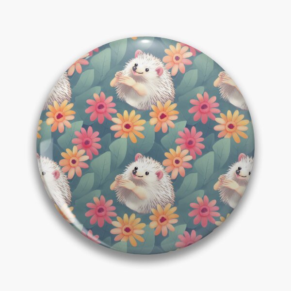 Item preview, Cute Hedgehog Floral kawaii style pattern designed and sold by AI Creations ⭐⭐⭐⭐⭐.