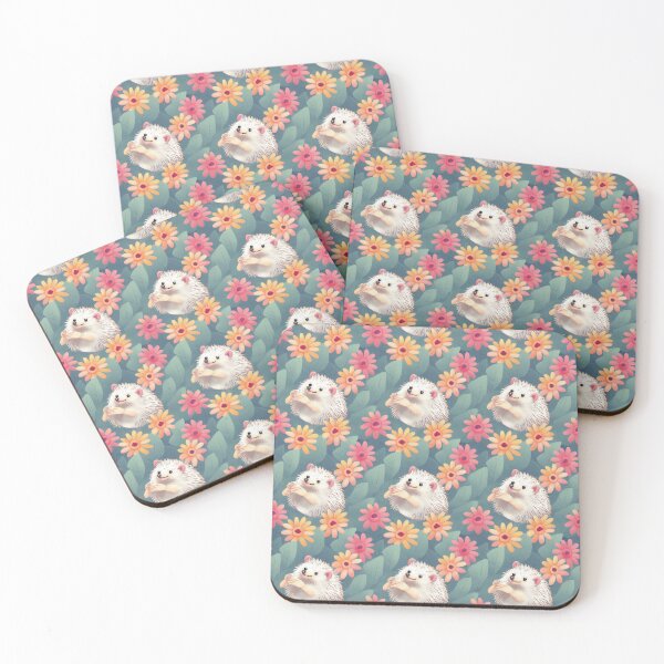 Item preview, Cute Hedgehog Floral kawaii style pattern designed and sold by AI Creations ⭐⭐⭐⭐⭐.