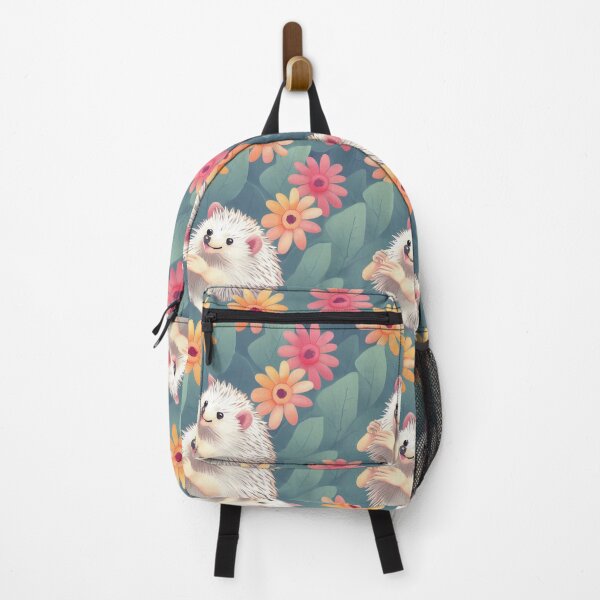 Item preview, Cute Hedgehog Floral kawaii style pattern designed and sold by AI Creations ⭐⭐⭐⭐⭐.