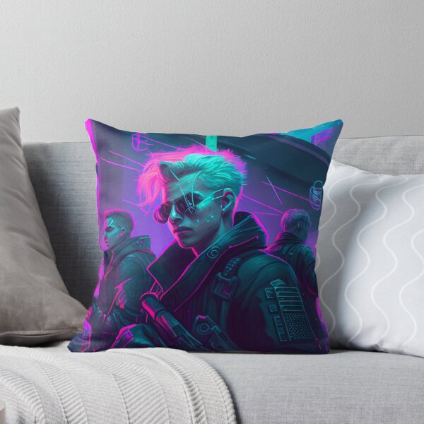 Item preview, Neon Nights: Three Cyberpunk Gunslingers in a Futuristic Cityscape designed and sold by N3onKnight.