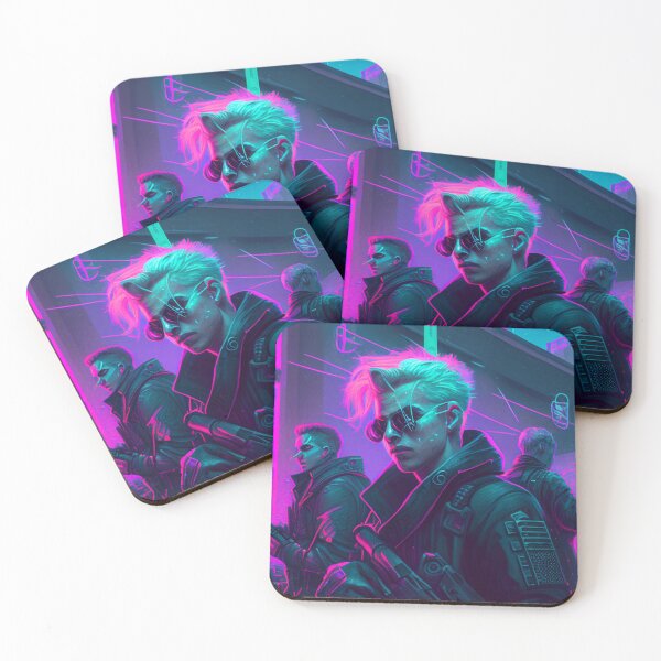 Item preview, Neon Nights: Three Cyberpunk Gunslingers in a Futuristic Cityscape designed and sold by N3onKnight.