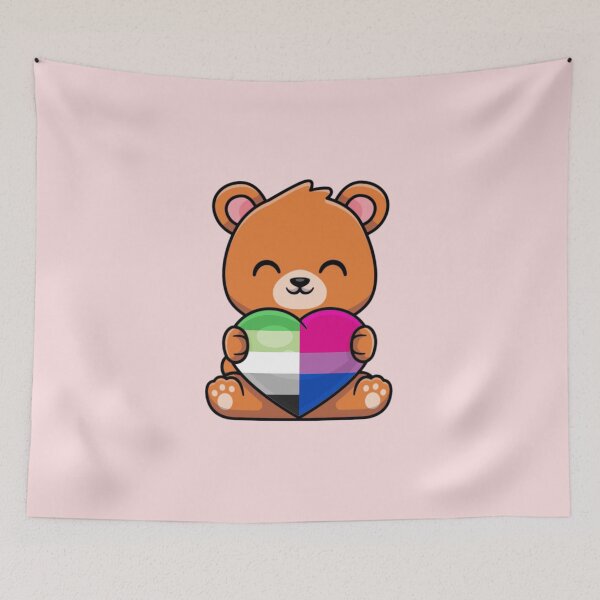 Item preview, Aro Bi Pride Flag Bear with Heart designed and sold by everything4eva.