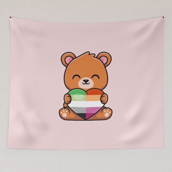 Item preview, Aro Lesbian Pride Flag Bear with Heart designed and sold by everything4eva.