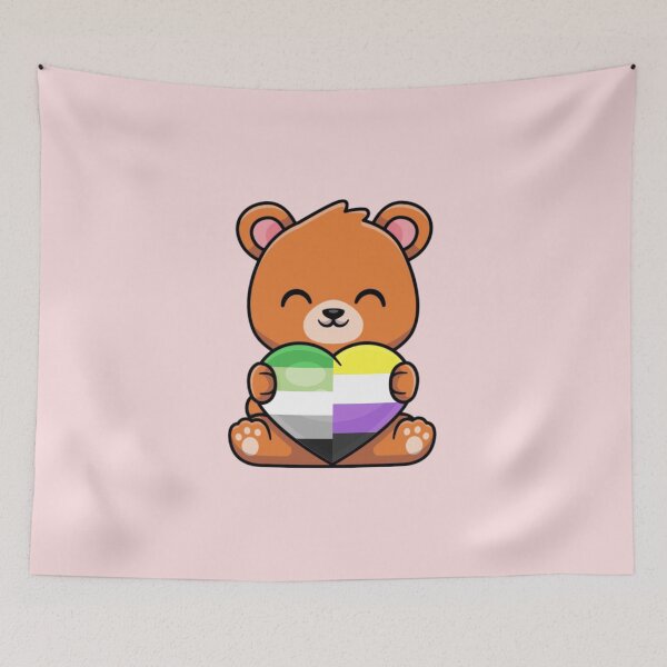 Item preview, Aro Enby Pride Flag Bear with Heart designed and sold by everything4eva.