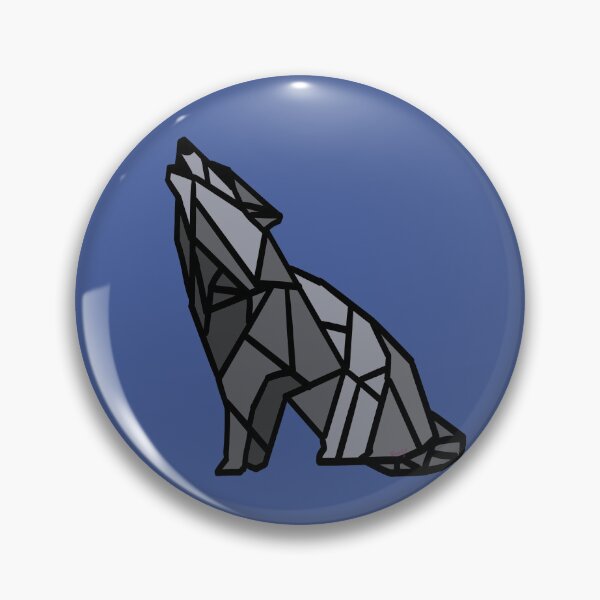Item preview, Origami Wolf, round doodle designed and sold by Playful Mae Designs.