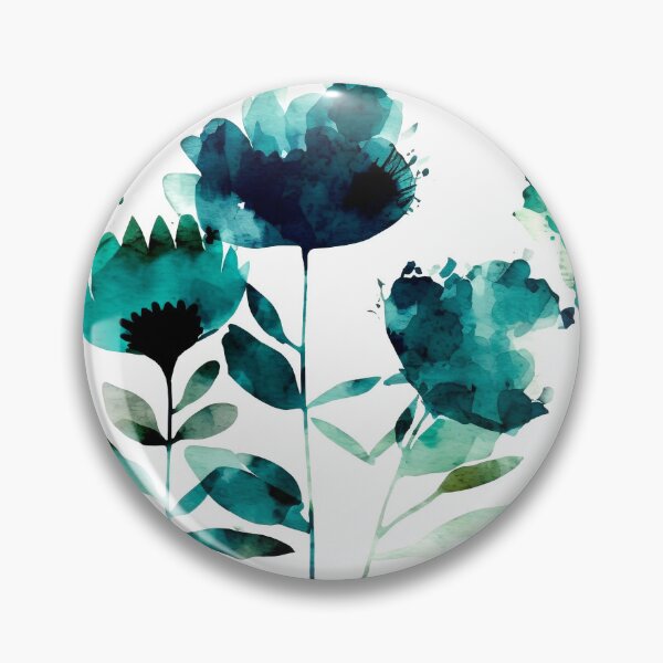 Artikelvorschau, Watercolor Flowers Indigo Teal entworfen und verkauft von artavantgarde.