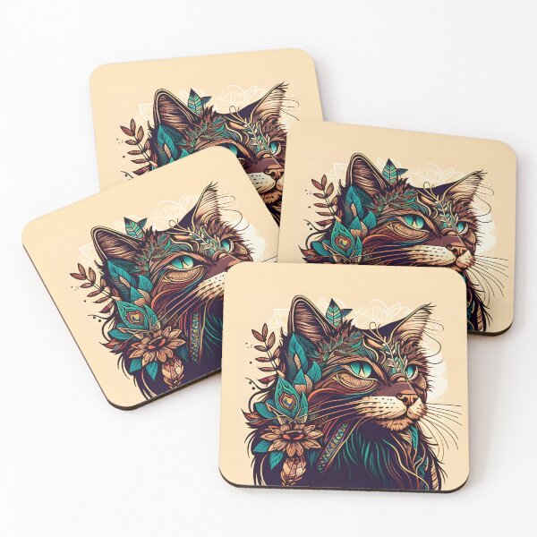 Item preview, Lady Cat Hippy Cat Boho Beautiful designed and sold by bernardbowman.