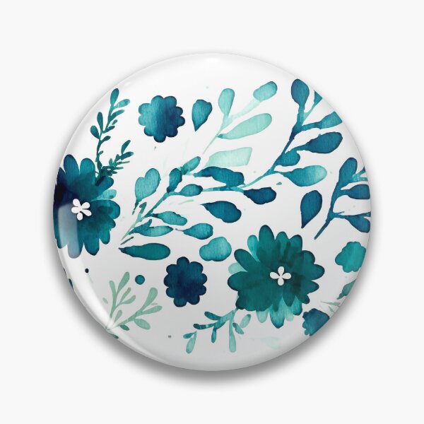 Artikelvorschau, Watercolor Flowers Indigo Teal entworfen und verkauft von artavantgarde.