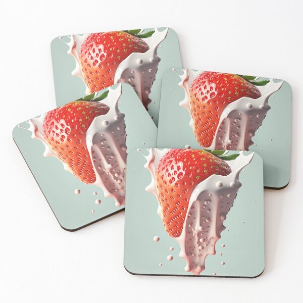 Item preview,  A strawberry with a splash of milk on it  artwork plastel background 1  designed and sold by jetaiart.