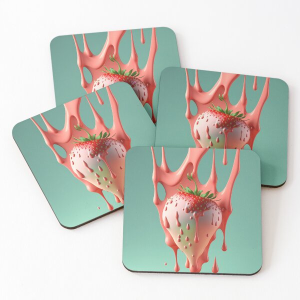 Item preview, A strawberry with a splash of milk on it  artwork plastel background 2 designed and sold by jetaiart.