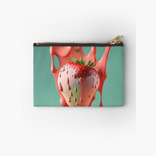Item preview, A strawberry with a splash of milk on it  artwork plastel background 2 designed and sold by jetaiart.