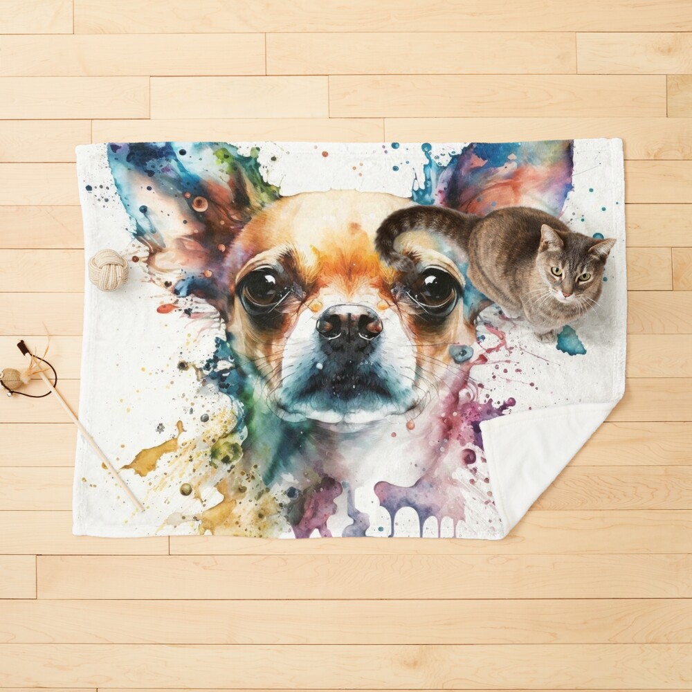 Chihuahua dog head pet art dog breed chihuahuas peeking Bath Mat