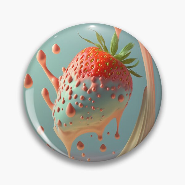 Item preview, A strawberry with a splash of milk on it  artwork plastel background 3 designed and sold by jetaiart.