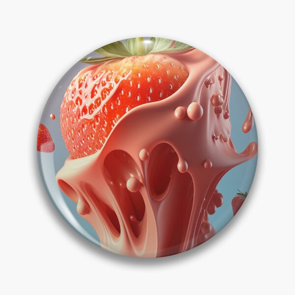 Item preview, A strawberry with a splash of milk on it  artwork plastel background 4 designed and sold by jetaiart.