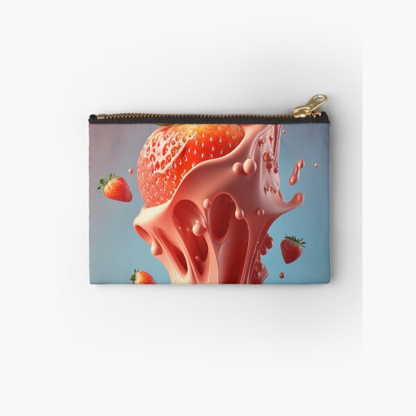 Item preview, A strawberry with a splash of milk on it  artwork plastel background 4 designed and sold by jetaiart.