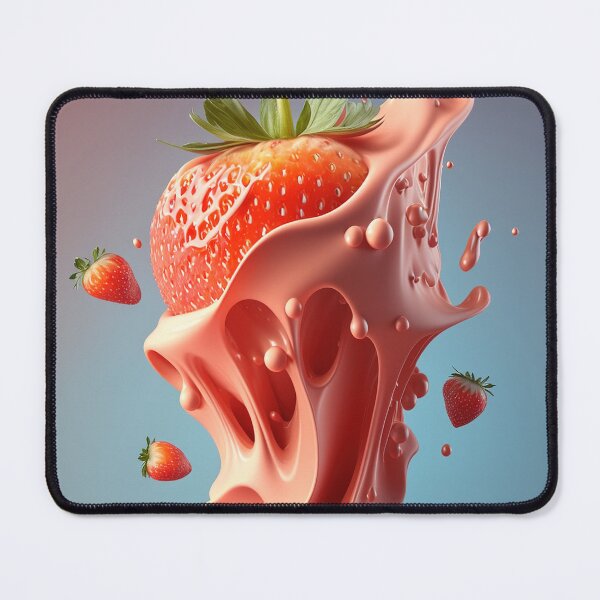 Item preview, A strawberry with a splash of milk on it artwork plastel background 4 designed and sold by jetaiart.