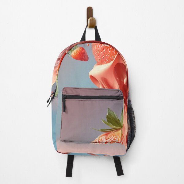 Item preview, A strawberry with a splash of milk on it  artwork plastel background 4 designed and sold by jetaiart.
