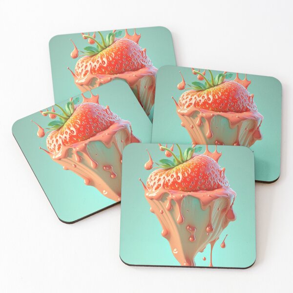 Item preview, A strawberry with a splash of milk on it  artwork plastel background 5 designed and sold by jetaiart.