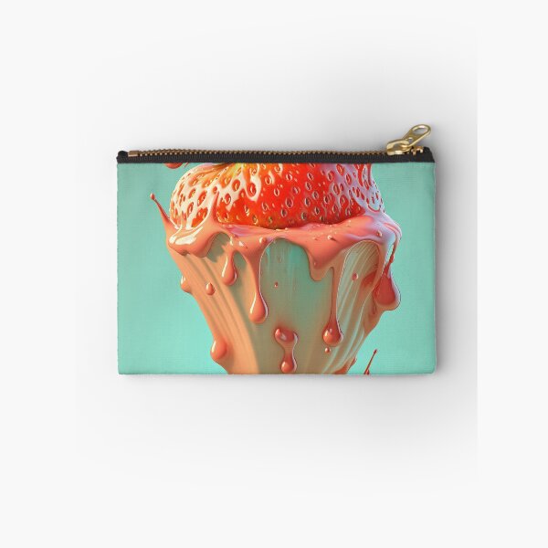 Item preview, A strawberry with a splash of milk on it  artwork plastel background 5 designed and sold by jetaiart.