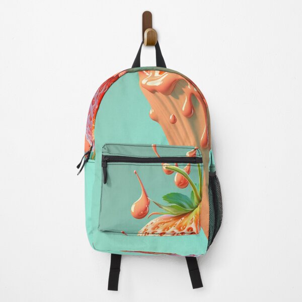 Item preview, A strawberry with a splash of milk on it  artwork plastel background 5 designed and sold by jetaiart.
