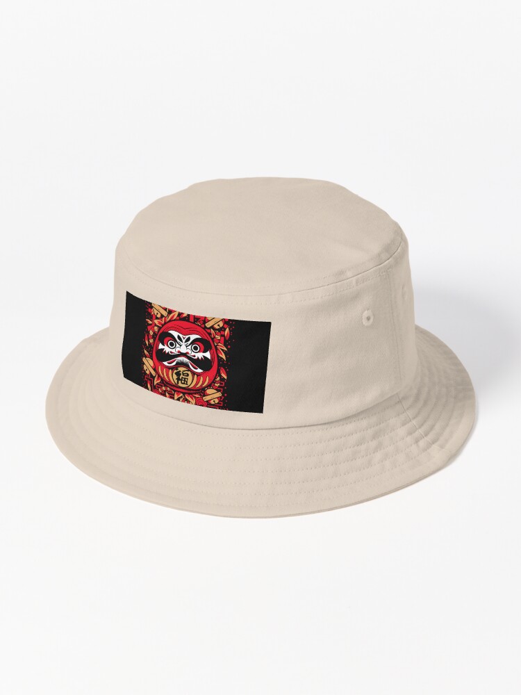Imagen 1 de 6, Gorro de pescador con la obra Kabuki daruma rojo, diseñada y vendida por NihonJinDesu.