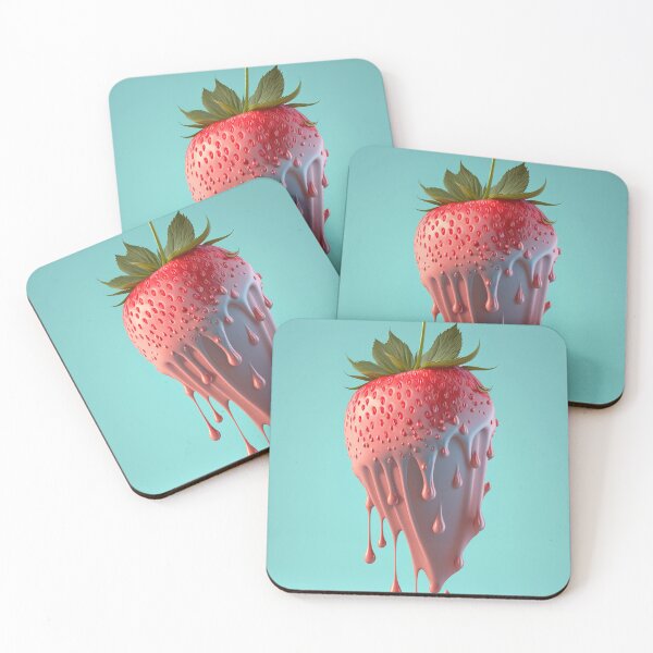 Item preview, A strawberry with a splash of milk on it  artwork plastel background 7 designed and sold by jetaiart.