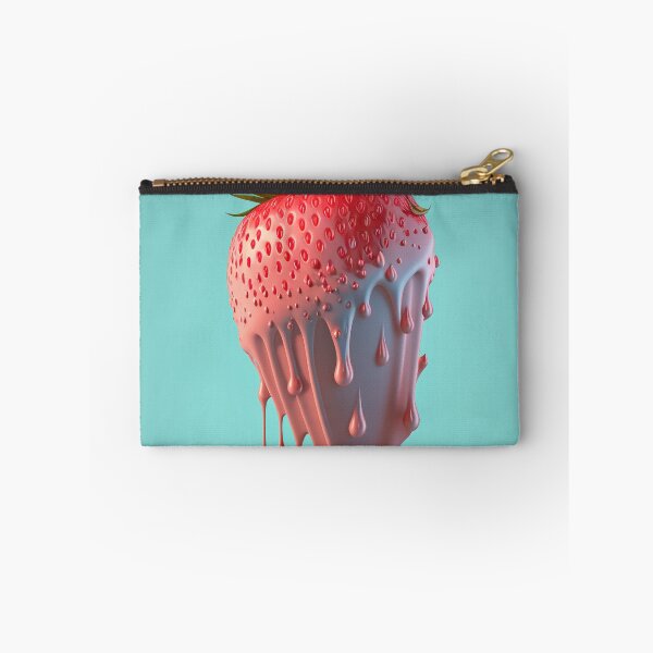 Item preview, A strawberry with a splash of milk on it  artwork plastel background 7 designed and sold by jetaiart.