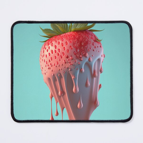 Item preview, A strawberry with a splash of milk on it  artwork plastel background 7 designed and sold by jetaiart.