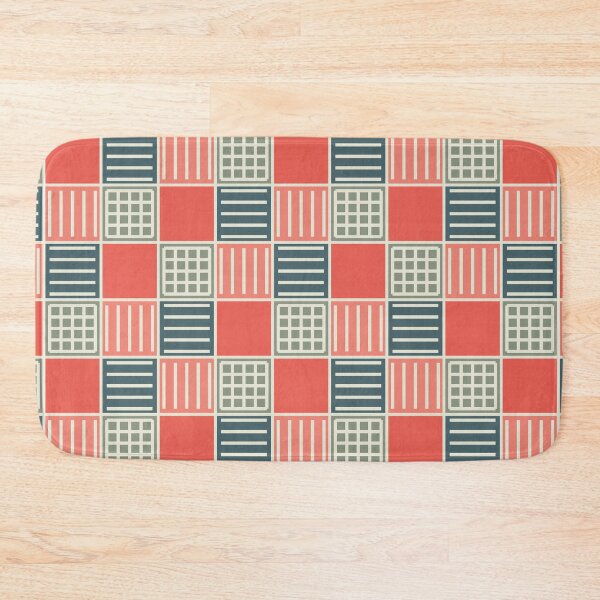 Item preview, Checkered mosaic in sage combined with vivid red designed and sold by Vektoria.