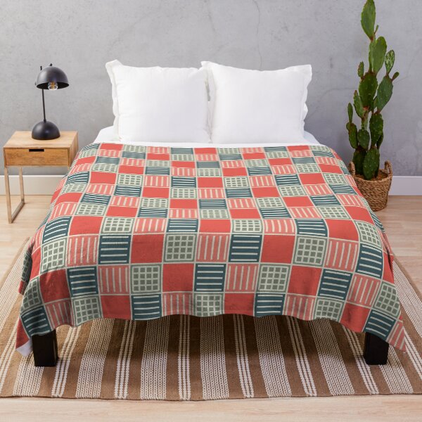 Item preview, Checkered mosaic in sage combined with vivid red designed and sold by Vektoria.