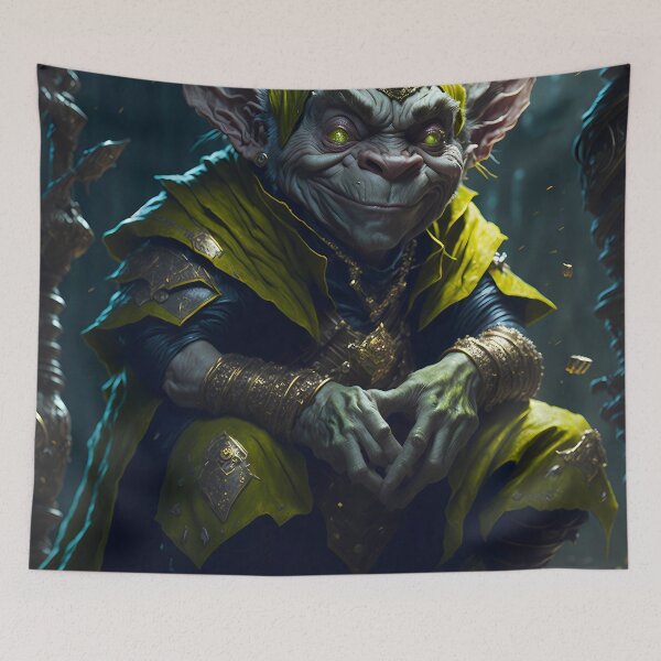 Item preview, A mischievous goblin sits atop a pile of glittering treasure designed and sold by magikman65.