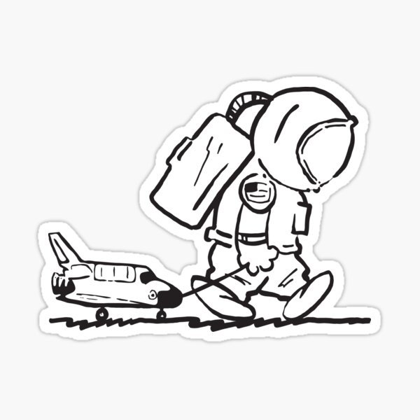 Item preview, Sad astronaut pulling space shuttle (black) designed and sold by orinemaster.