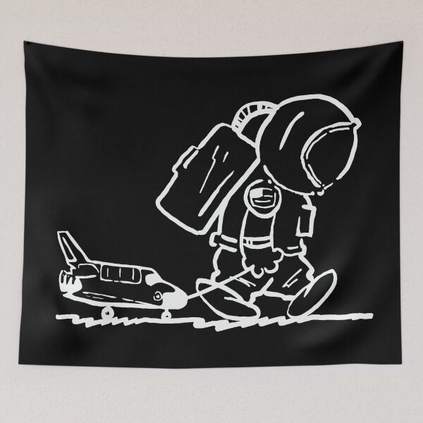 Item preview, Sad astronaut pulling space shuttle (black) designed and sold by orinemaster.