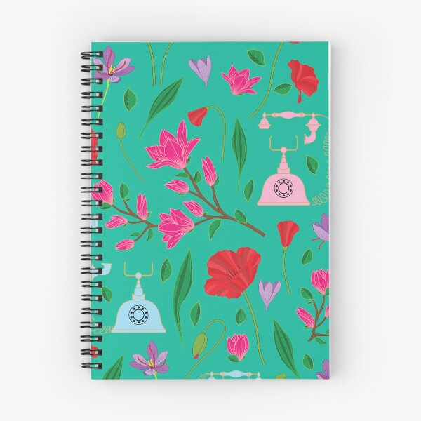 Item preview, Colorful garden with retro style telephones pattern designed and sold by The Pattern Mill.