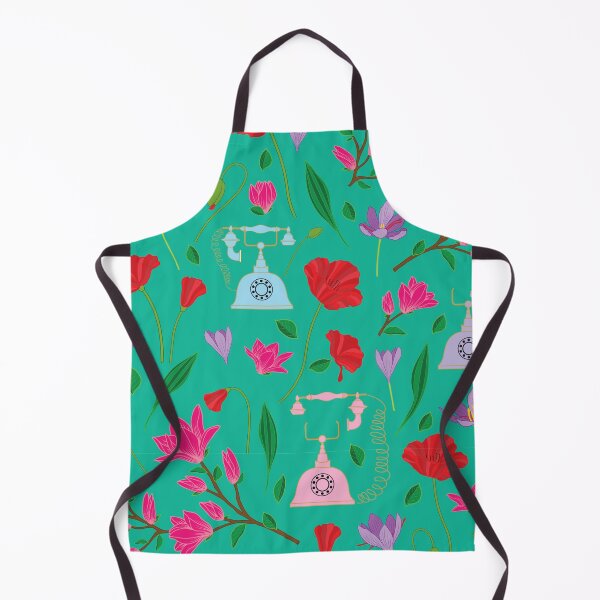 Item preview, Colorful garden with retro style telephones pattern designed and sold by The Pattern Mill.