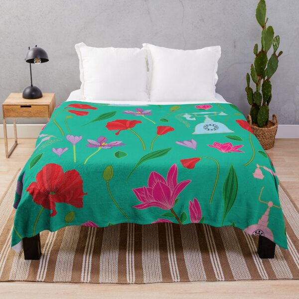 Item preview, Colorful garden with retro style telephones pattern designed and sold by The Pattern Mill.