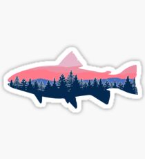 Fish Sunset Tree line Sticker