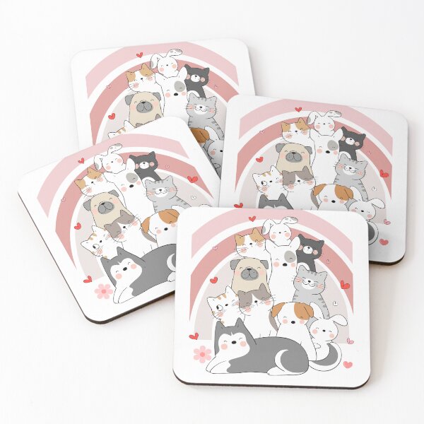 Item preview, Perros y gatos animales lindos sobre el arco iris. designed and sold by PattyStudio.