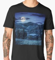 pine trees near meadow in mountains at night Men's Premium T-Shirt