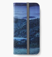 pine trees near meadow in mountains at night iPhone Wallet/Case/Skin