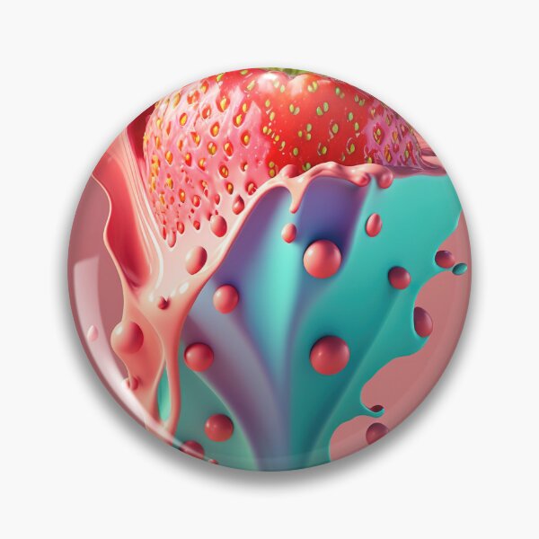 Item preview, A strawberry with a splash of milk on it  artwork plastel background 8 designed and sold by jetaiart.