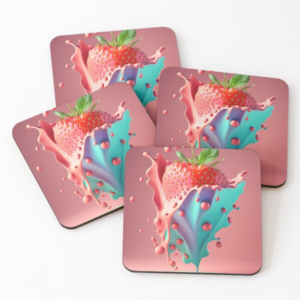 Item preview, A strawberry with a splash of milk on it  artwork plastel background 8 designed and sold by jetaiart.