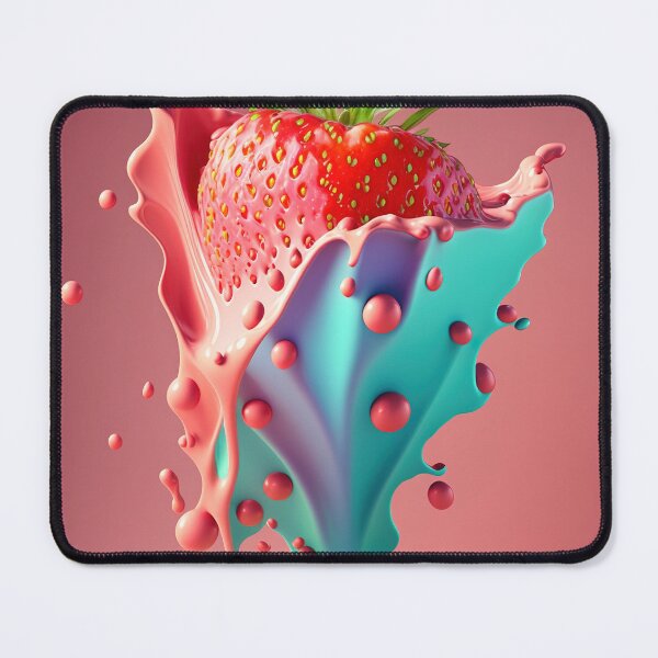 Item preview, A strawberry with a splash of milk on it  artwork plastel background 8 designed and sold by jetaiart.