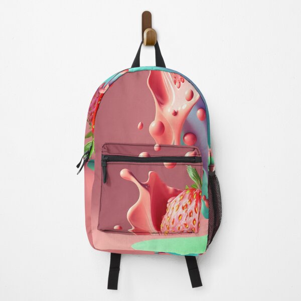 Item preview, A strawberry with a splash of milk on it  artwork plastel background 8 designed and sold by jetaiart.