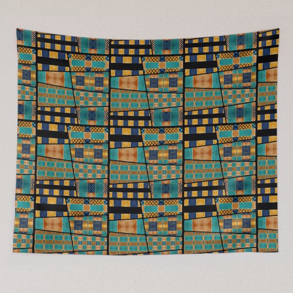 Item preview, Mosaic tile blue green orange moroccan style spanish style designed and sold by LunarSeaArt.