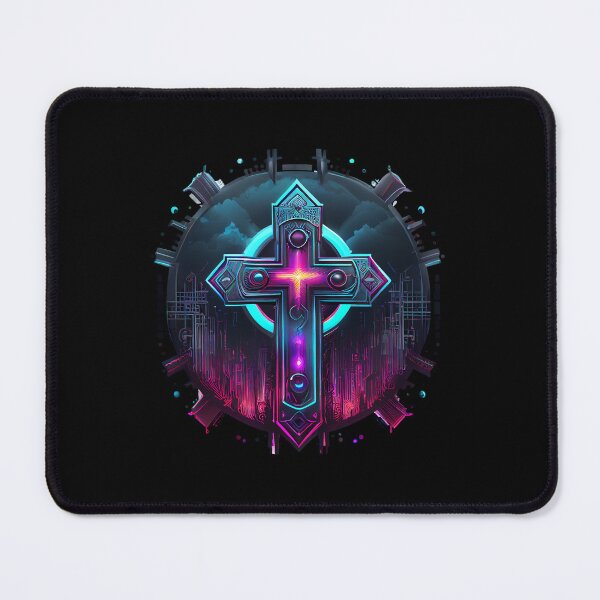 Item preview, Purple Luminescent Digital Gothic Cross with Clouds designed and sold by ShadowAndSlate.