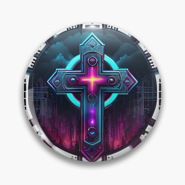 Item preview, Purple Luminescent Digital Gothic Cross with Clouds designed and sold by ShadowAndSlate.