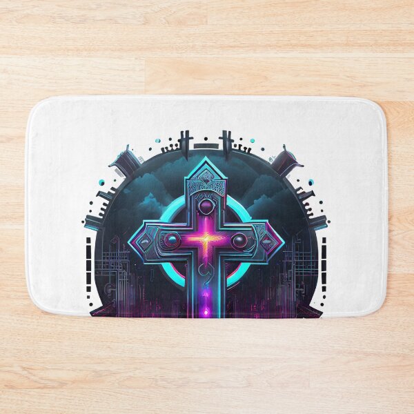 Item preview, Purple Luminescent Digital Gothic Cross with Clouds designed and sold by ShadowAndSlate.