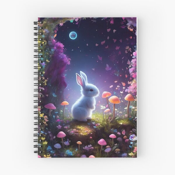 Item preview, Bunny sitting in the forest surrounded by flowers designed and sold by Whimsy Bu.